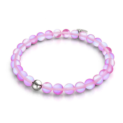 Pink | Silver | Mermaid Glass Bead Bracelet