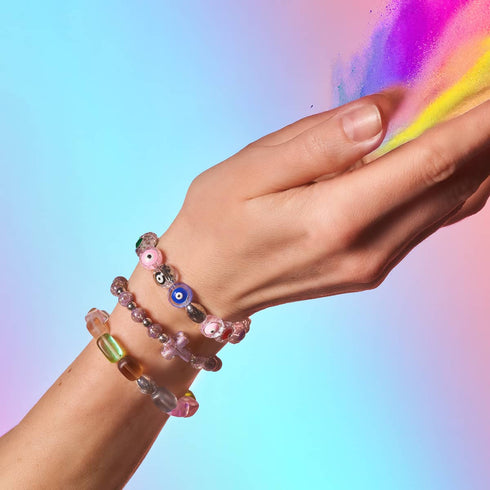 Rainbow Reef | Argent sterling 925 | Bracelet galet de verre sirène