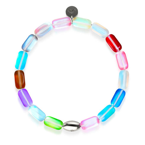 Rainbow Reef | Argent sterling 925 | Bracelet galet de verre sirène