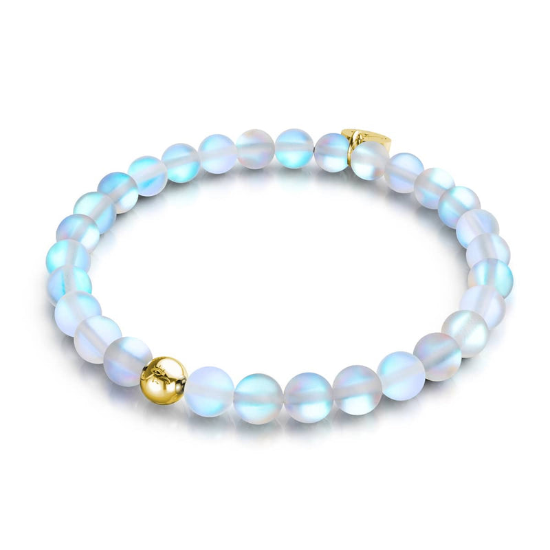 Rainbow White | Gold | Mermaid Glass Bead Bracelet