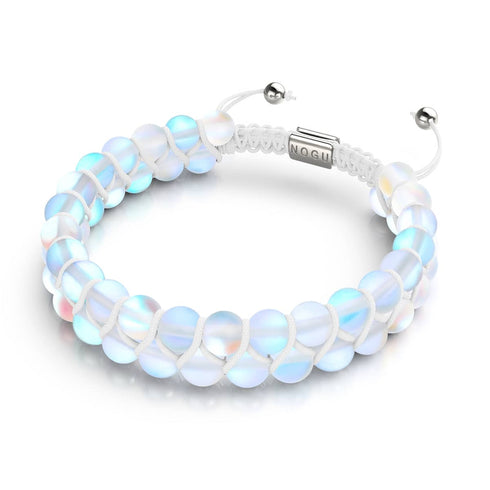 Arc-en-ciel blanc | Argent | Bracelet Verre Double Sirène