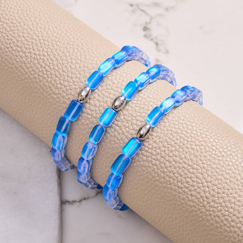 Saphir | Argent sterling 925 | Bracelet galet en verre sirène 