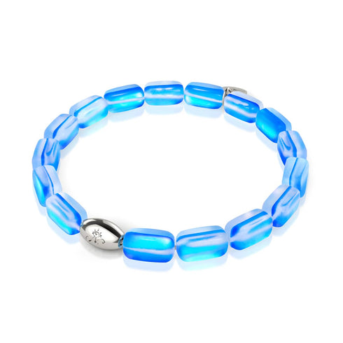 Saphir | Argent sterling 925 | Bracelet galet en verre sirène 