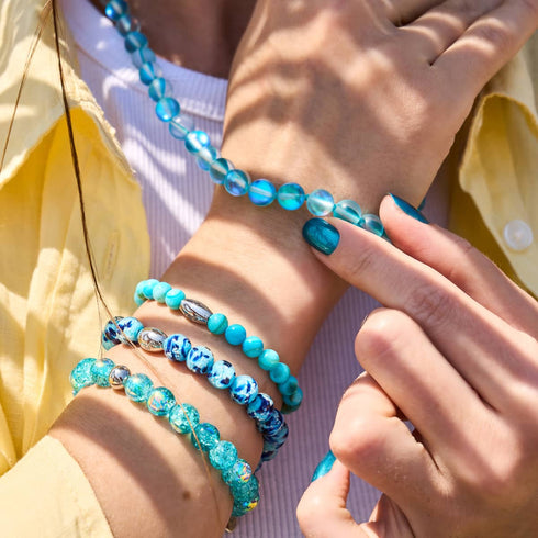 Aigue-marine | Argent | Collier de déclaration de verre de sirène