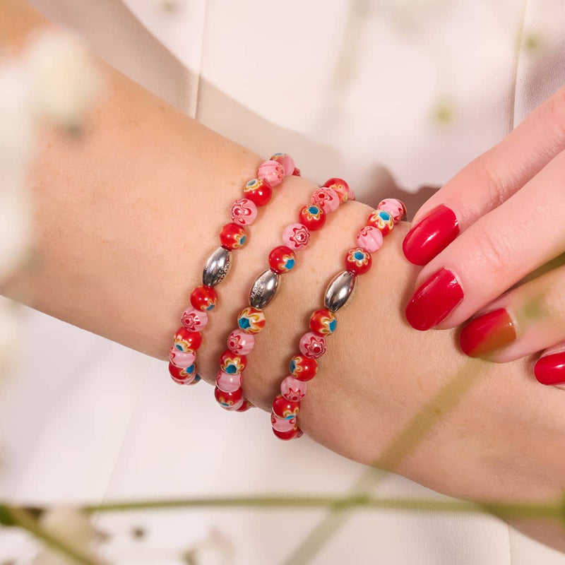 Rose Bouquet | .925 Sterling Silver | Millefiori Bracelet