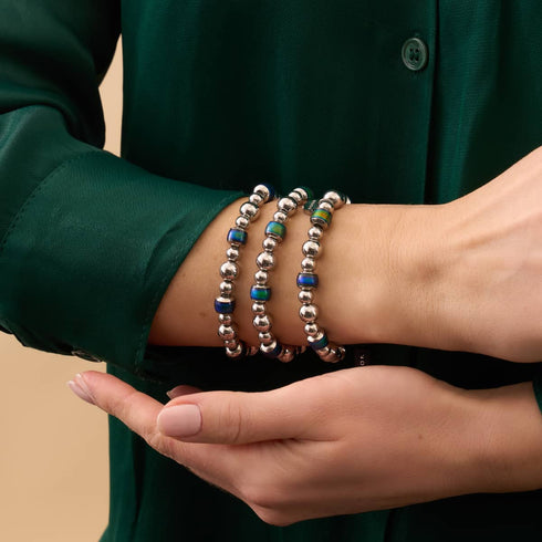 Chromata | Argent | Bracelet avec pierres d'humeur
