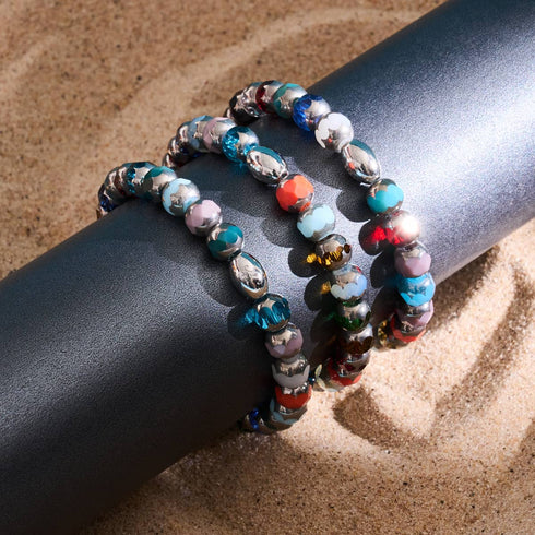 Bracelet arc-en-ciel doré | Argent sterling 925 | Cristal à facettes rayonnantes