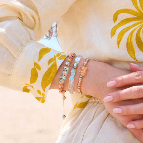 Bracelet ours scintillant en cristal de mandarine | Orange x argent