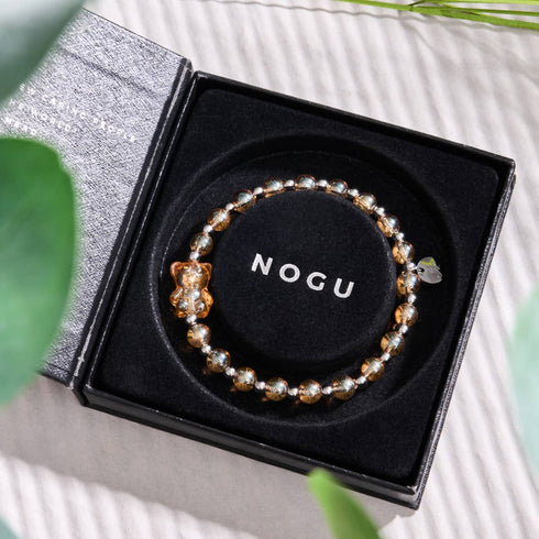 Bracelet ours scintillant en cristal de mandarine | Orange x argent