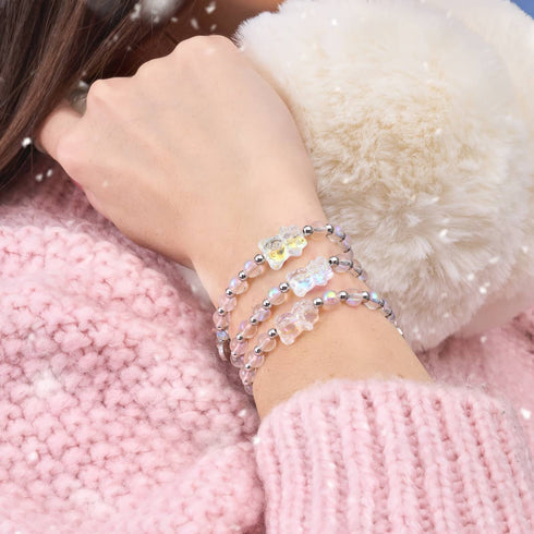 Bracelet Ours Double Shimmer Licorne Blanc | Argent