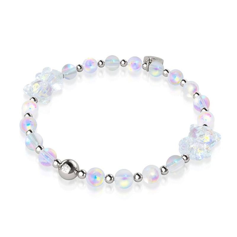 Bracelet Ours Double Shimmer Licorne Blanc | Argent