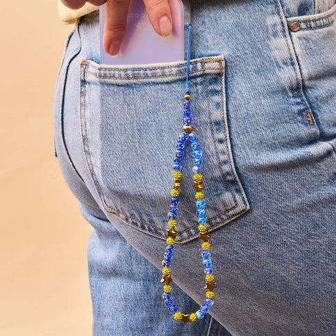 Étoiles saphir | Verre Firefly | Bracelet porte-bonheur pour téléphone