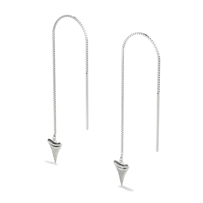 Boucles d'oreilles à enfiler avec chaîne à dents de requin par Lauren Howe | Argent sterling .925 | Cristal