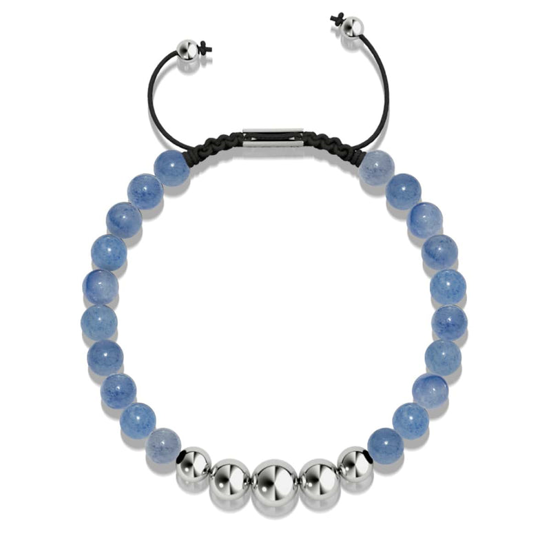 Aventurine bleue | Argent | Bracelet en macramé de pierres précieuses d'équilibre