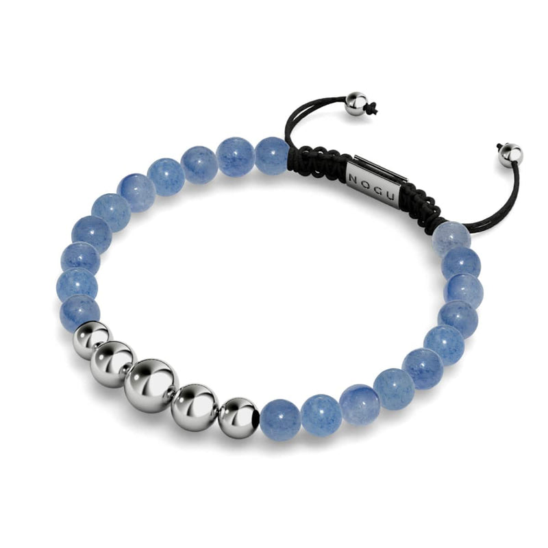 Aventurine bleue | Argent | Bracelet en macramé de pierres précieuses d'équilibre