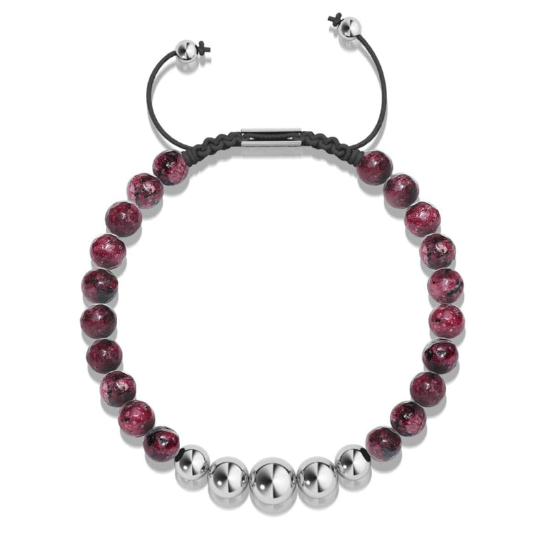 Agate de Mûrier | Argent | Bracelet en macramé de pierres précieuses d'équilibre