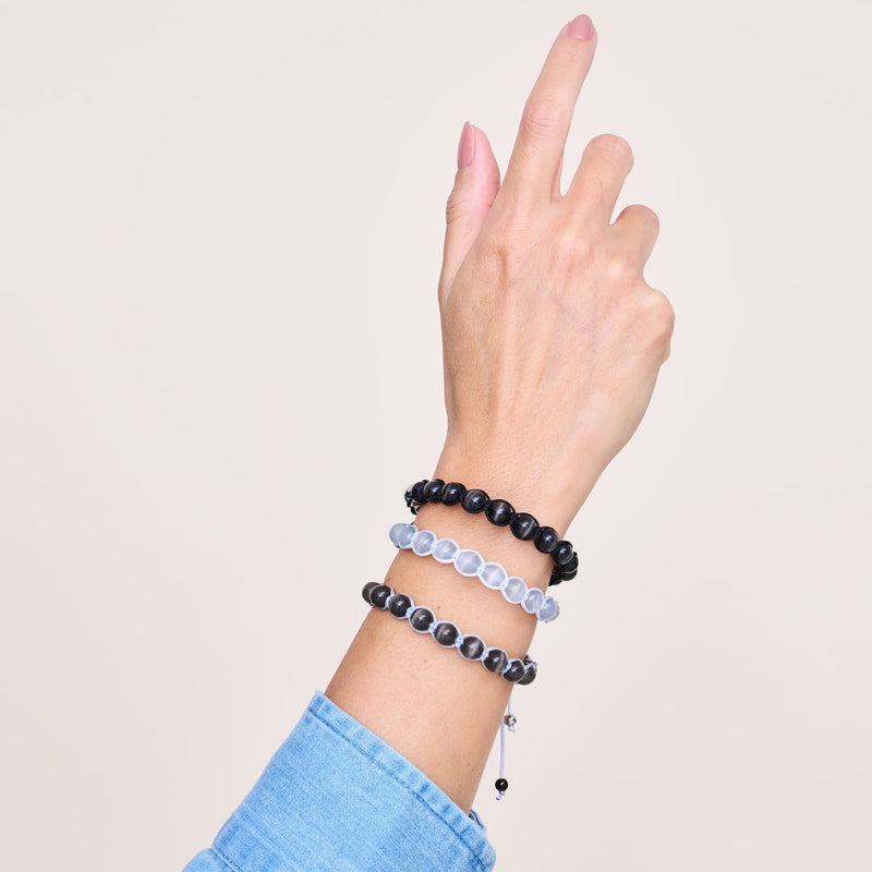 Martre noire | Argent | Bracelet Cheshire Glass Charmballa