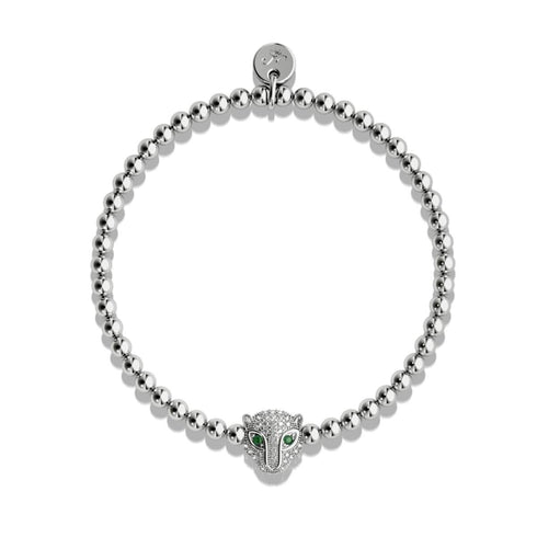 féroce | Argent | Bracelet chat en cristal