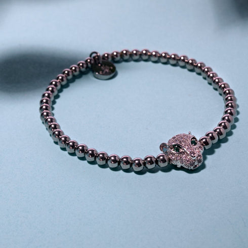 féroce | Argent | Bracelet chat en cristal