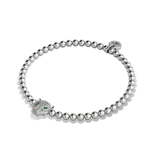 féroce | Argent | Bracelet chat en cristal