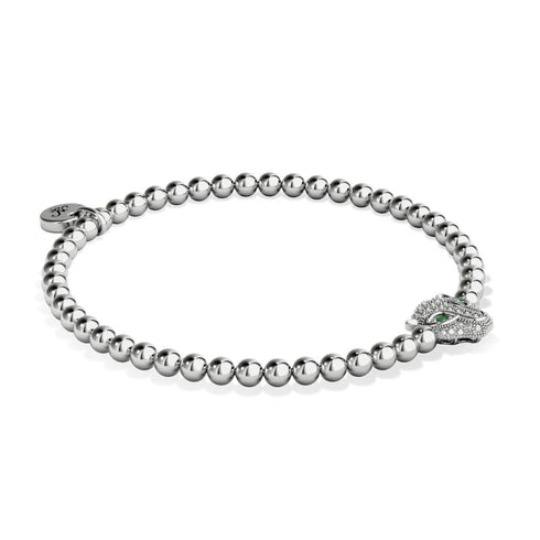 féroce | Argent | Bracelet chat en cristal