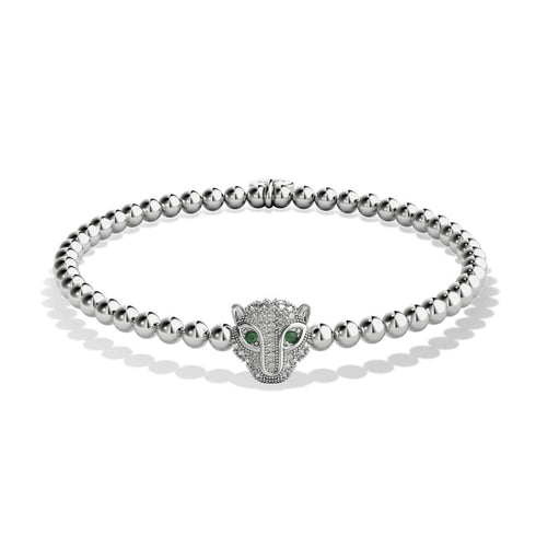 féroce | Argent | Bracelet chat en cristal