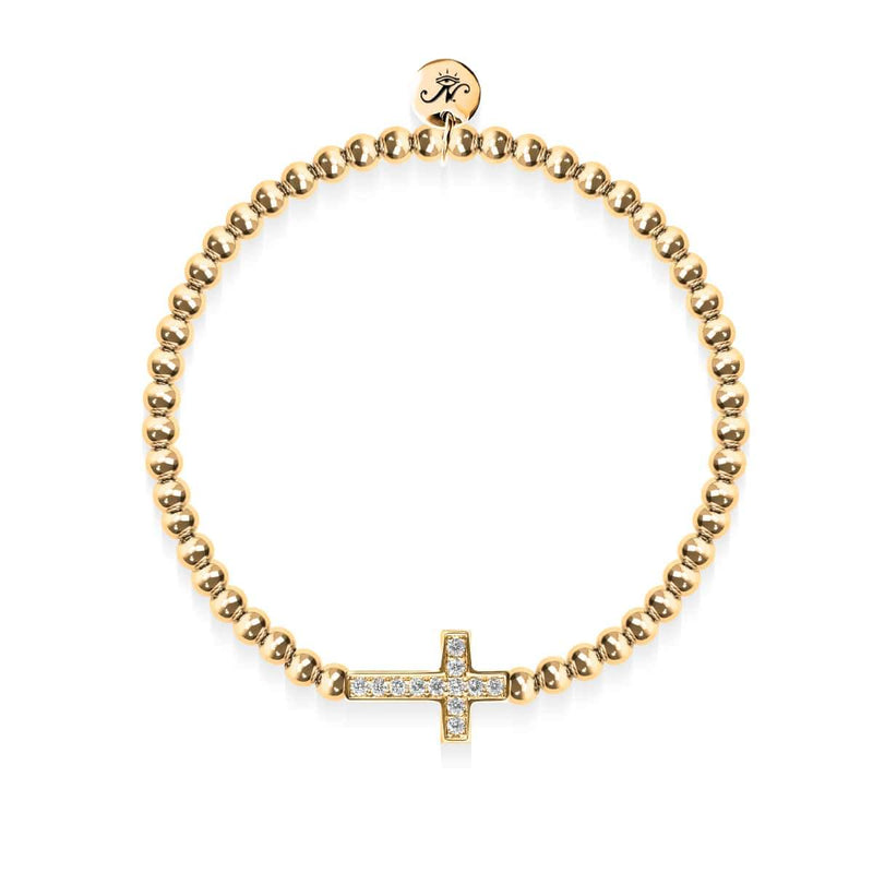 béni | Or 18 carats | Bracelet à breloques croix en cristal
