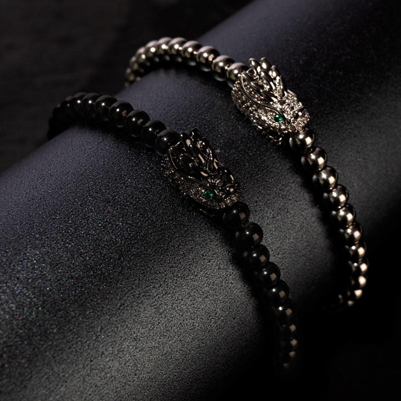 Dracarys | Bronze à canon | Bracelet à breloques dragon en cristal 