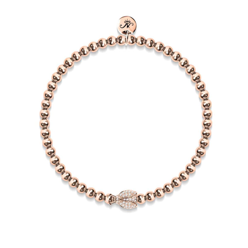Insecte chanceux | Or rose 18 carats | Coccinelle de cristal