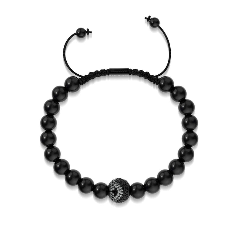Équilibre | Bronze à canon | Noir | Cristal Yin Yang | Bracelet Charmballa en macramé