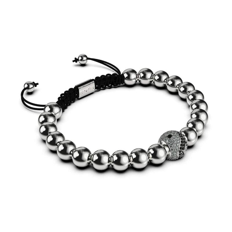 Équilibre | Argent | Noir | Cristal Yin Yang | Bracelet Charmballa en macramé