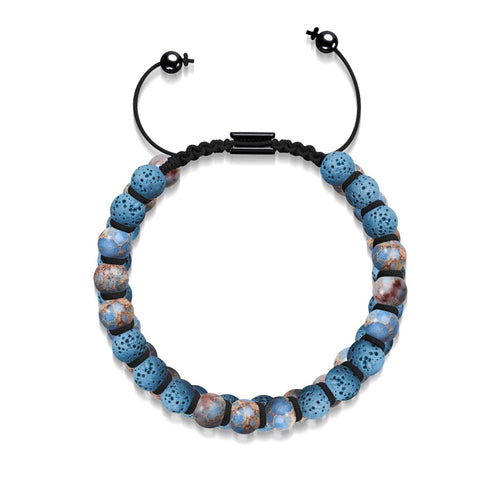 Jaspe bleu océanique | Bronze à canon | Bracelet Diffuseur Pierre de Lave