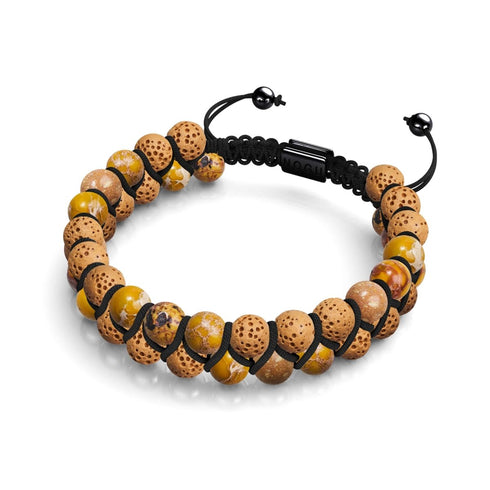 Coriandre Jaspe Océanique | Bronze à canon | Bracelet Diffuseur Pierre de Lave