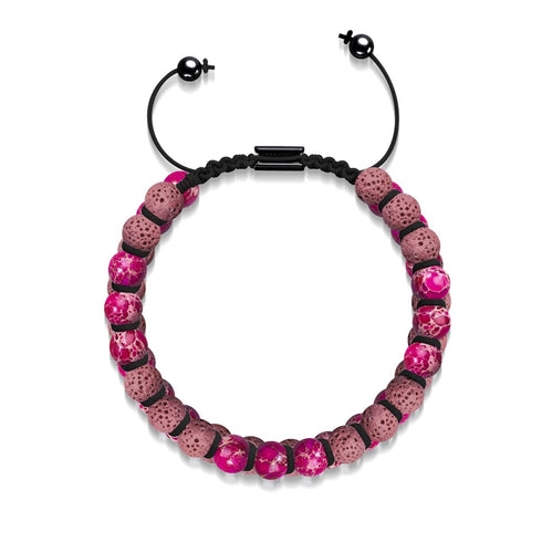 Jaspe océanique fuchsia | Bronze à canon | Bracelet Diffuseur Pierre de Lave