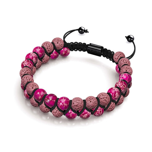Jaspe océanique fuchsia | Bronze à canon | Bracelet Diffuseur Pierre de Lave