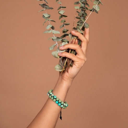 Jaspe Océanique Vert | Bronze à canon | Bracelet Diffuseur Pierre de Lave