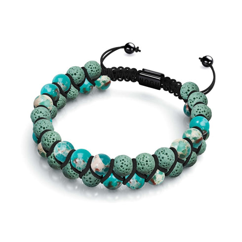 Jaspe Océanique Vert | Bronze à canon | Bracelet Diffuseur Pierre de Lave