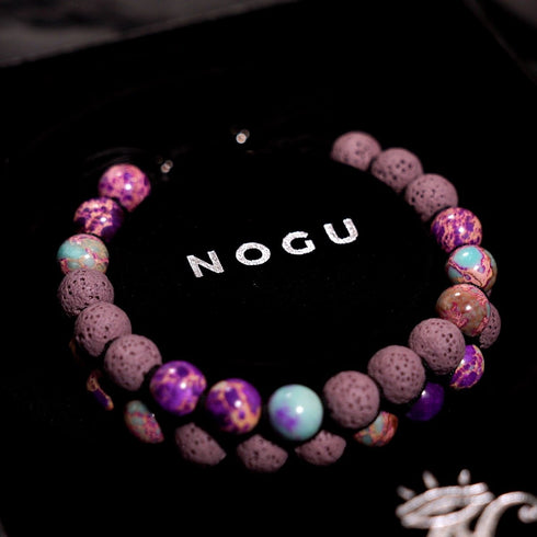 Jaspe océanique violet | Bronze à canon | Bracelet Diffuseur Pierre de Lave