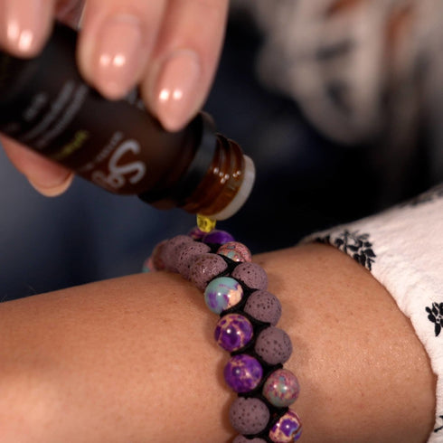 Jaspe océanique violet | Bronze à canon | Bracelet Diffuseur Pierre de Lave