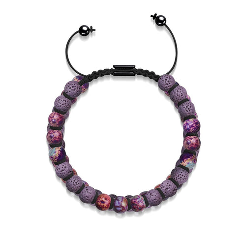 Jaspe océanique violet | Bronze à canon | Bracelet Diffuseur Pierre de Lave