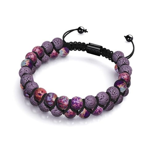 Jaspe océanique violet | Bronze à canon | Bracelet Diffuseur Pierre de Lave