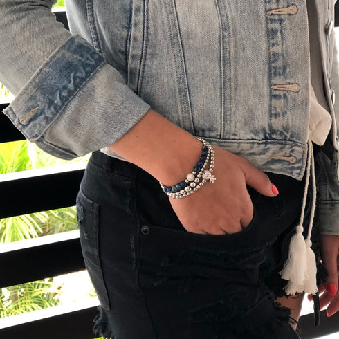 Atlantide | Argent | Bracelet de pierres précieuses de mer en cristal