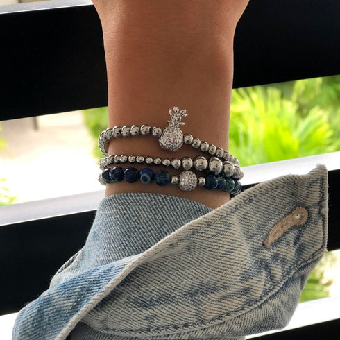 Atlantide | Argent | Bracelet de pierres précieuses de mer en cristal