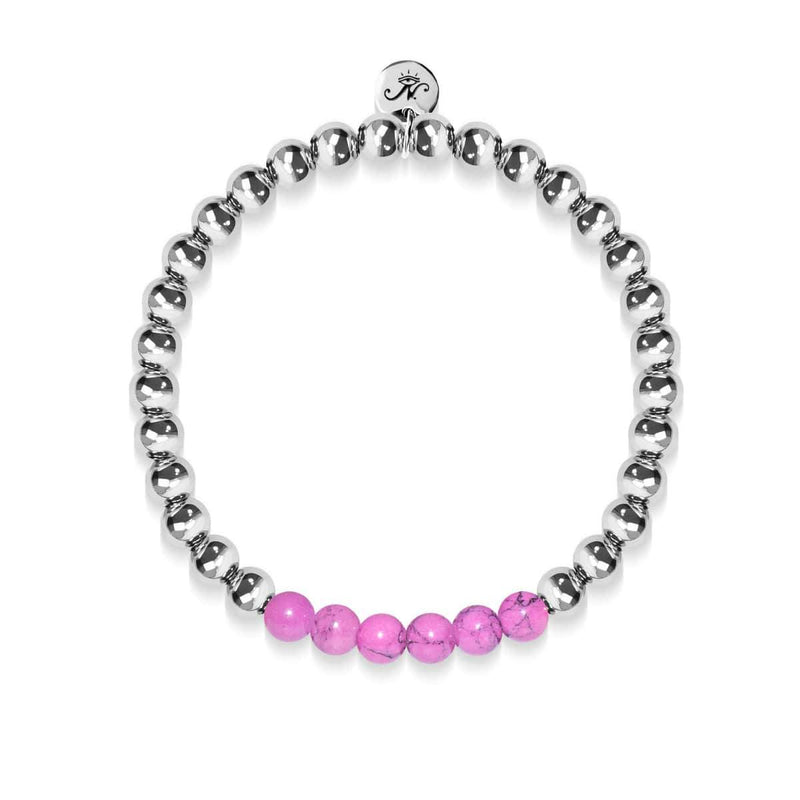 Heureux | Argent | Violet Turquoise | Bracelet d'expression de pierres précieuses