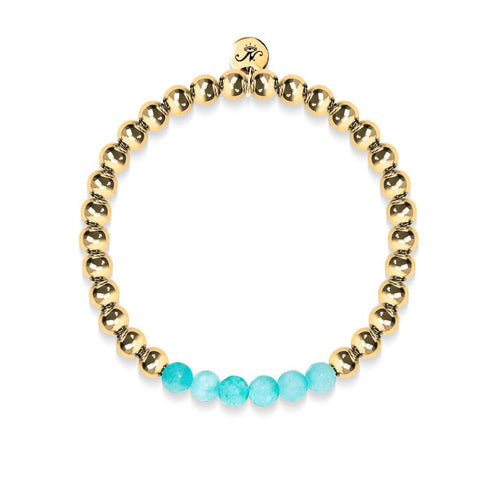 Enthousiaste | Or 18 carats | Jade aigue-marine | Bracelet d'expression de pierres précieuses