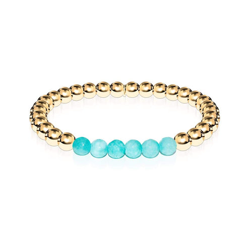 Enthousiaste | Or 18 carats | Jade aigue-marine | Bracelet d'expression de pierres précieuses
