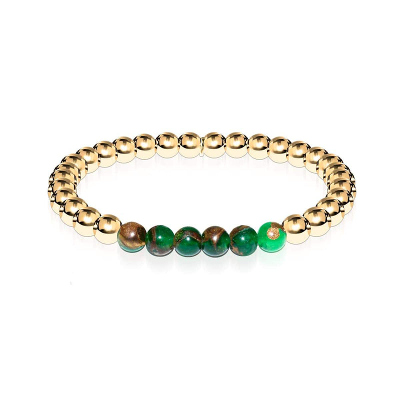 Rêveur | Or 18 carats | Nouvelle Agate verte | Bracelet d'expression de pierres précieuses