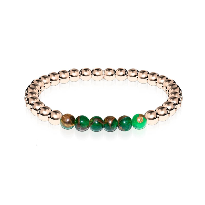 Rêveur | Or rose 18 carats | Nouvelle Agate verte | Bracelet d'expression de pierres précieuses