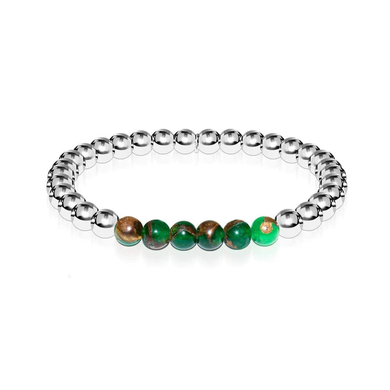 Rêveur | Argent | Nouvelle Agate verte | Bracelet d'expression de pierres précieuses