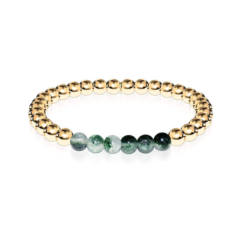 Reconnaissant | Or 18 carats | Agate feuille verte | Bracelet Expression